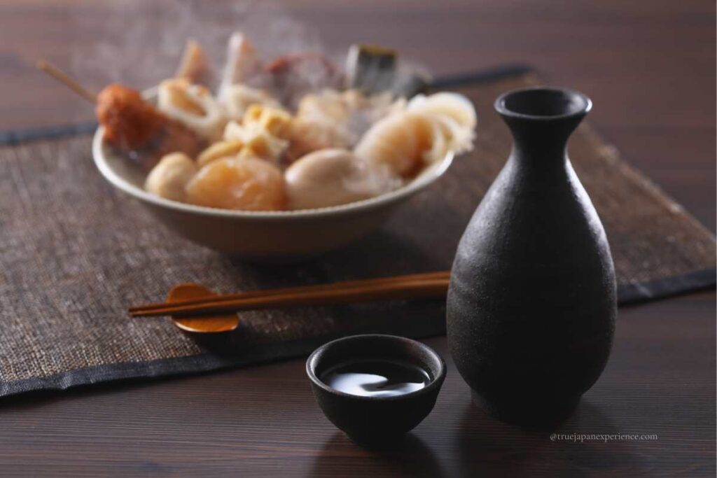 Japanese oden with hot sake